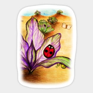 Ladybug on Purple Lettuce Sticker